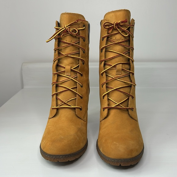 Timberland 🧡 Earthkeepers Women's Workboot Style Chunky High Heel Boot Shoes - Picture 4 of 16